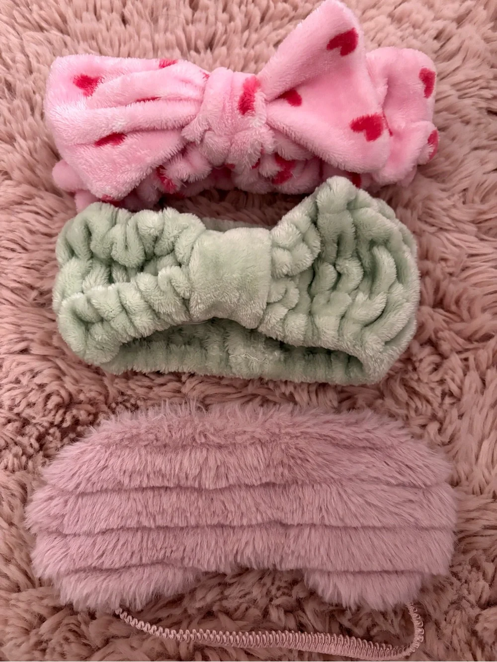 Soft Plush Headband Trio - Pink, Mint, Blush